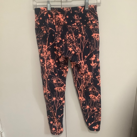 Leggings Women's Navy Orange Star Print Athleisure Sz Small - Picture 2 of 4